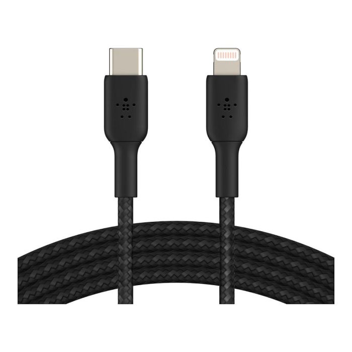 Belkin CAA004BT1MBK Cable USB-C a Lightning, 1m Trenzado Negro, Certificado MFi para iPhone y iPad