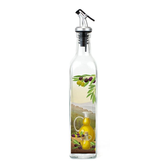 Inde Aceitera de Vidrio 750 ml con Tapón ABS La Mediterránea - Botella de Aceite para Cocina (24 Unidades)