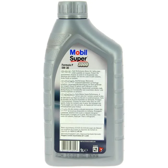 Mobil Aceite de Motor Sintético S3000 Formula-P 5W30 - 1 L 1 Mobil Aceite de Motor Sintético S3000 Formula-P 5W30 - 1 L 1