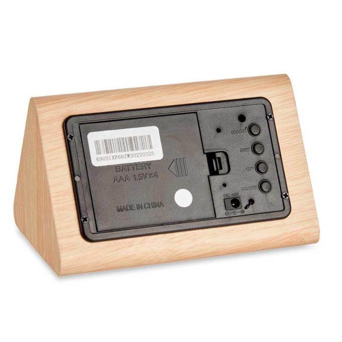 Giftdecor Reloj Digital Efecto Madera 11.7x7.5x8 cm con Cable USB/Pilas AAA/CR2032 (Set de 12) 3