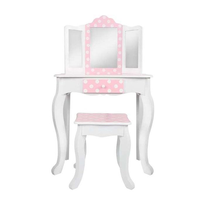 Tocador Con Banqueta Teamson Rosa Blanco Lunares 63 x 100 x 29 cm