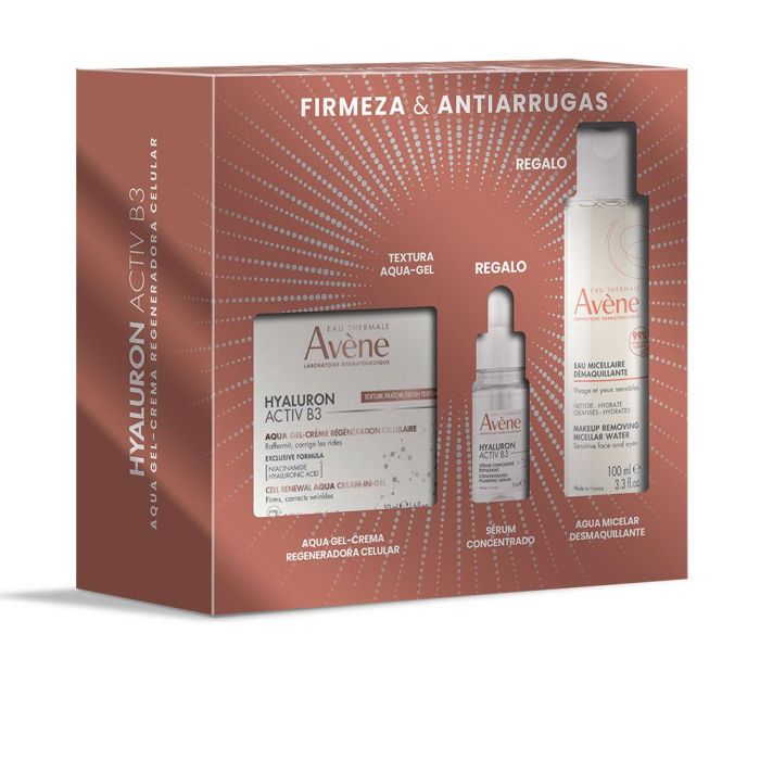 Avène HYALURON ACTIV B3 AQUA Gel-Crema Regeneradora + Agua Micelar + Sérum Antiedad Estuche 3 pz