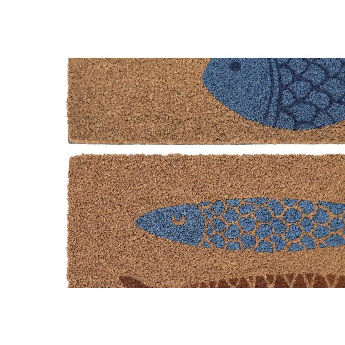 Felpudo Mediterraneo DKD Home Decor Natural Azul 40 x 1.5 x 60 cm (6 Unidades) 1