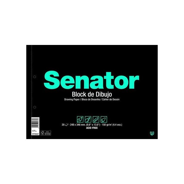 Bloc De Dibujo Senator Con Espiral Liso 2 Taladros Fº Prolongado 150G 20H (Set de 10)