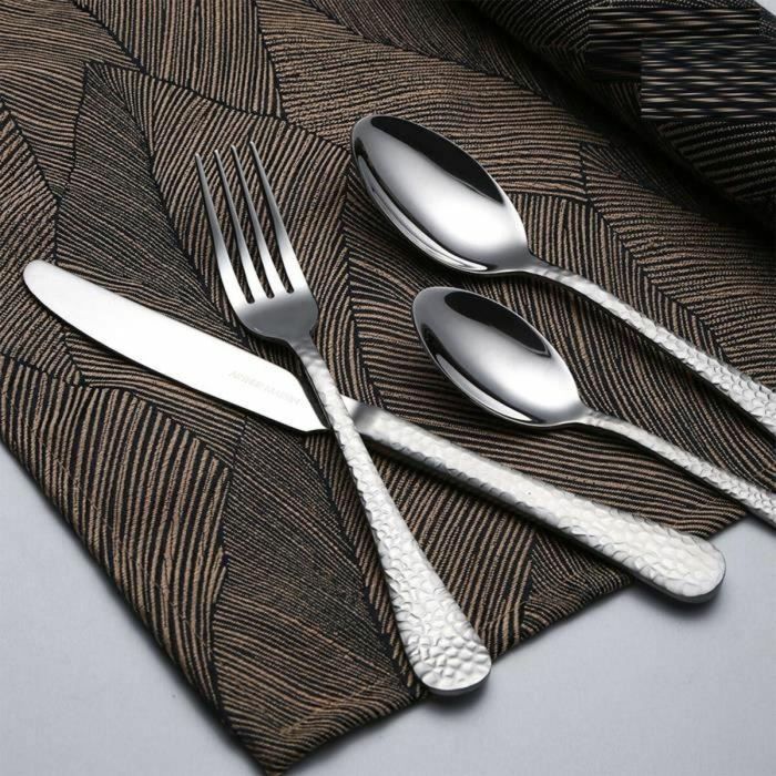 Arthur Martin AM4463 Juego de cubiertos - 24 piezas - Acero inoxidable - Acabado martillado 4