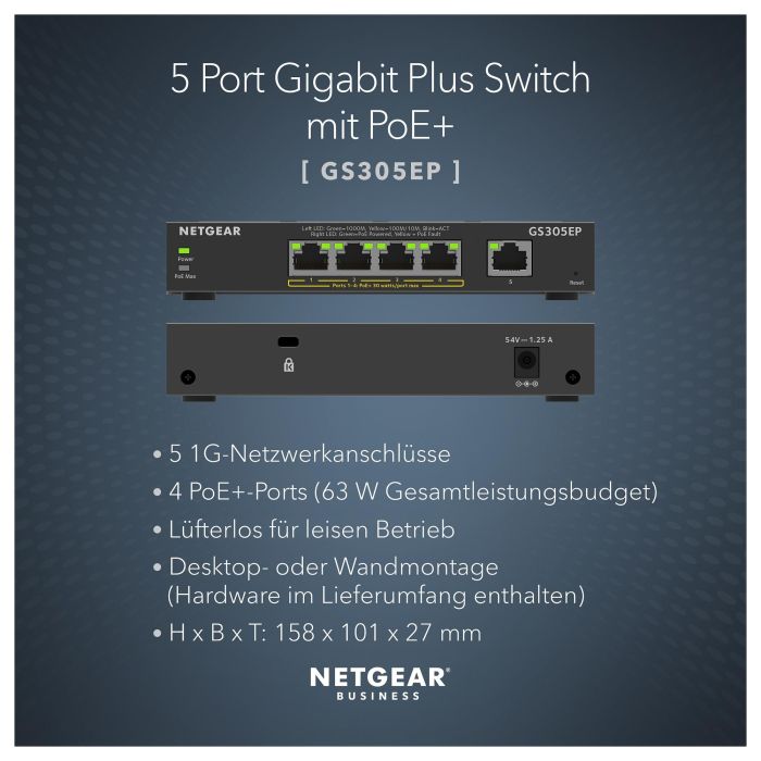Switch Netgear GS305EP-100PES RJ-45 9