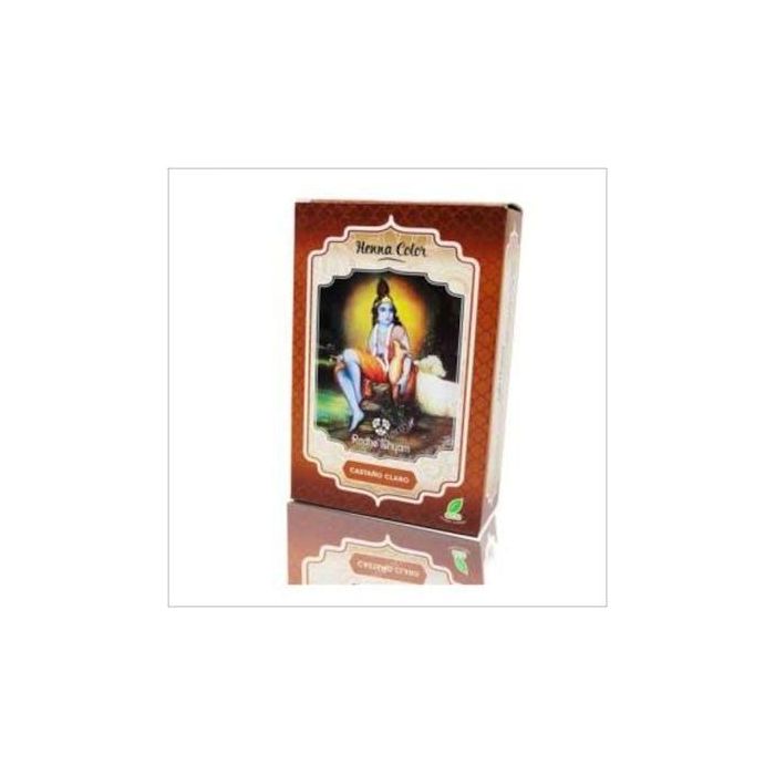 RADHE SHYAM Henna Polvo Castaño Claro 100g - Tinte Natural para Pelo Vegano, Sin Amoniaco