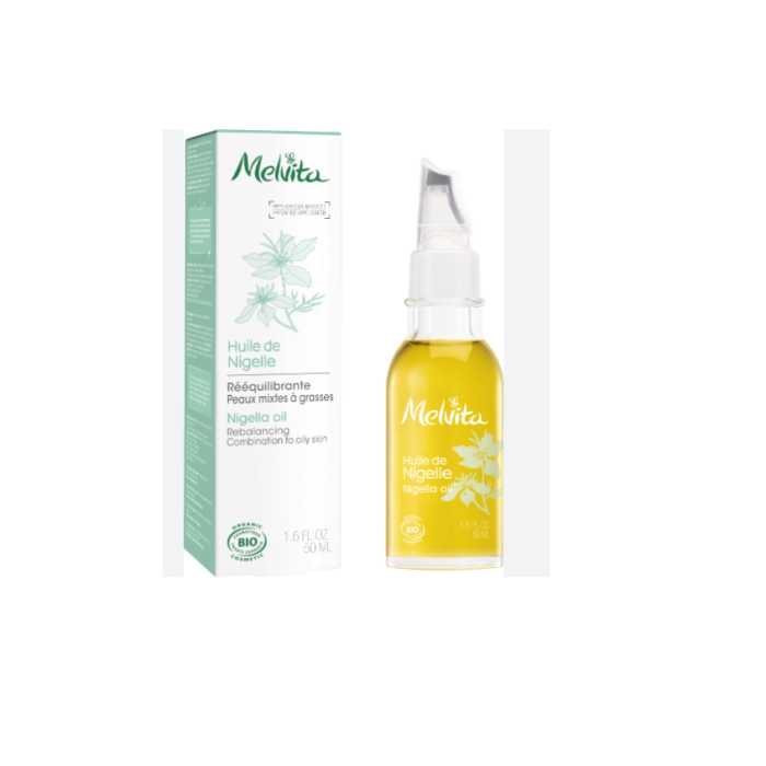 Melvita Aceite de Nigella 50 ml - Tratamiento para Acné, Poros y Puntos Negros, Piel Mixta a Grasa