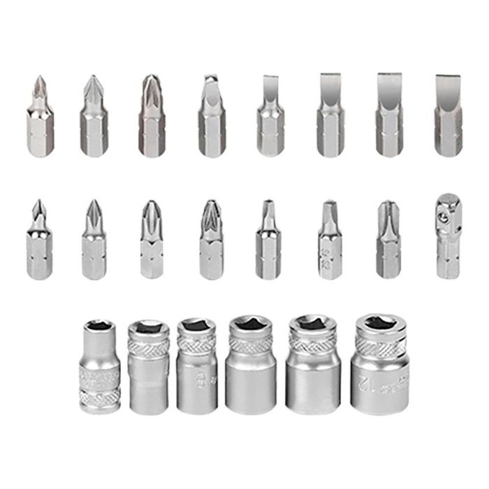 Mini carraca, juego 24 puntas y vasos de 1/4" 1