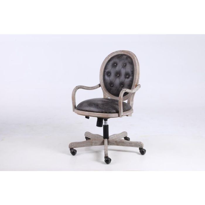 DKD Home Decor Silla de Oficina Marron Oscuro y Negro 50 x 88 x 52 cm con Ruedas y Ajuste de Altura 2