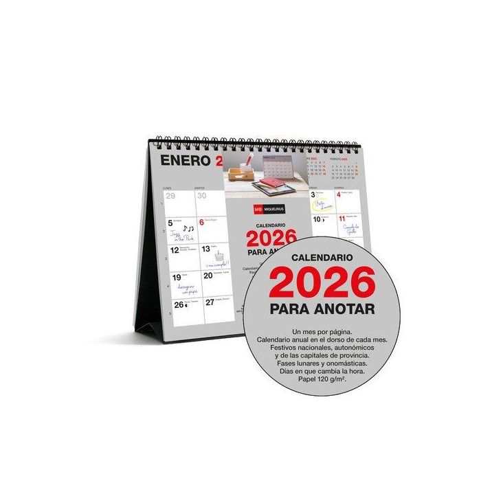 Calendario (2026) Miquelrius Sobremesa Basic Mensual Para Escribir 250X200