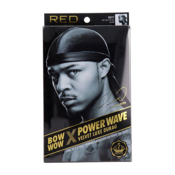 Red Kiss Power Wave Velvet Durag Black - Capa De Cabello