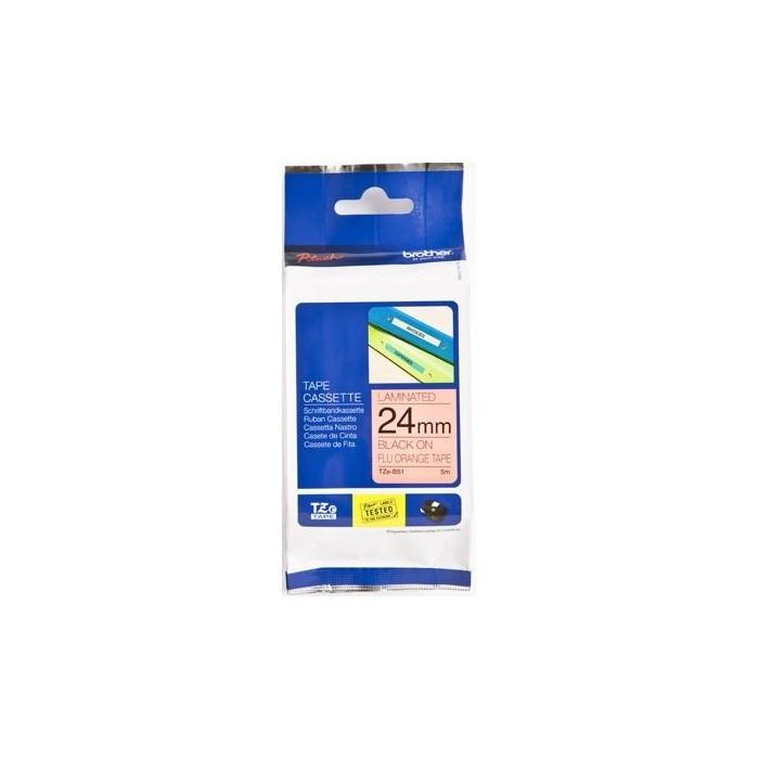 BROTHER Cinta laminada Fluorescente/Naranja/ Negro 24 mm, 8 m