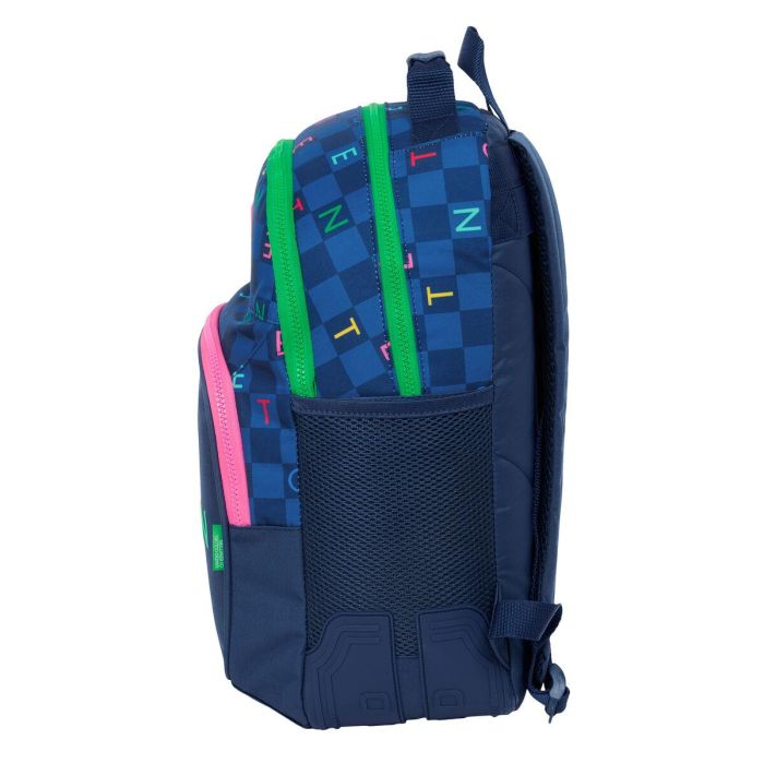 Mochila Escolar Benetton Damero Azul marino 32 x 42 x 15 cm 2