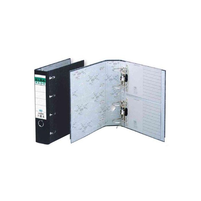 Elba Archivador Doble Mecanismo Lomo Ancho A4 Cartón Extra Rígido Jaspeado Negro
