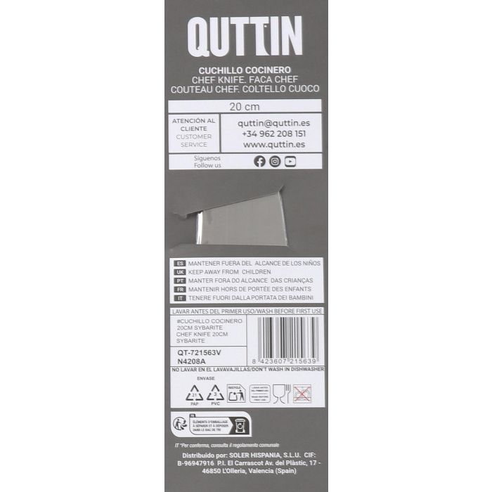 Cuchillo Cocinero Sybarite Dg 20 cm - Quttin (8 Unidades) 4 Cuchillo Cocinero Sybarite Dg 20 cm - Quttin (8 Unidades) 4