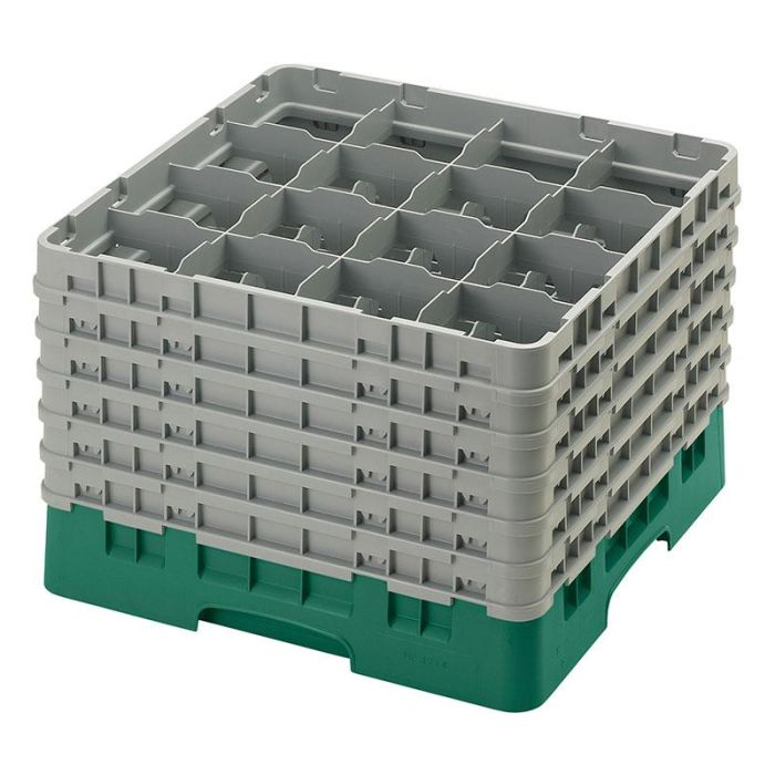 CAMBRO - 16S1214-119 - Cesta de lavado 16 comp. 6 alturas - 10,9 cm Ø máx. - alt. máx. 32,3 cm - 50 x 50 x 34,9 cm - Verde sherwood