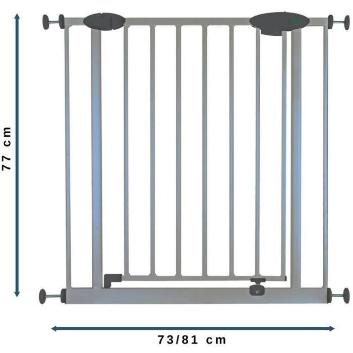 Barrera de seguridad infantil SOFIA - 73 a 81 cm - Barrera - Aluminio gris - NORDLINGER PRO 3