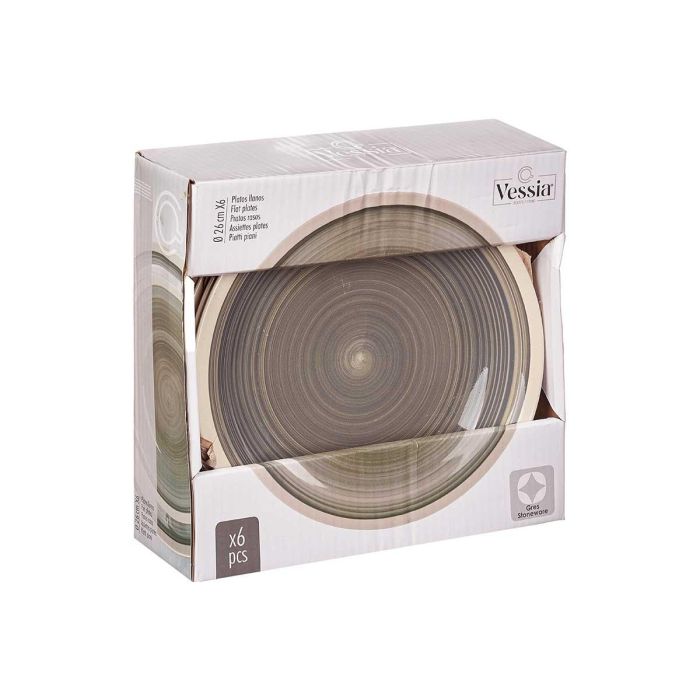 Plato Llano Grande Gres Gris Borde 26,5 cm Vessia (24 Unidades) 2