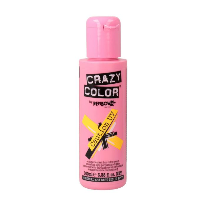 Crazy Color 77 Caution Uv 100 ml - Tonalidad visible en luz natural y negra (Amarillo) Crazy Color 77 Caution Uv 100 ml - Tonalidad visible en luz natural y negra (Amarillo)