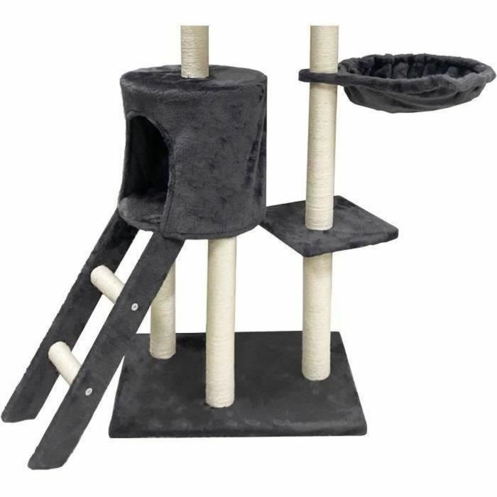 JIPSY Rascador para gatos gris oscuro 79 x 34 x 138 cm - 3 plataformas, 1 percha, 1 perrera, 1 escalera, postes rascadores 2 JIPSY Rascador para gatos gris oscuro 79 x 34 x 138 cm - 3 plataformas, 1 percha, 1 perrera, 1 escalera, postes rascadores 2