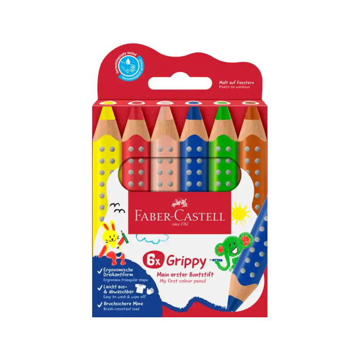 Faber Castell Lápices de Colores Grippy XXL Caja de 6 Unidades Colores Surtidos 2