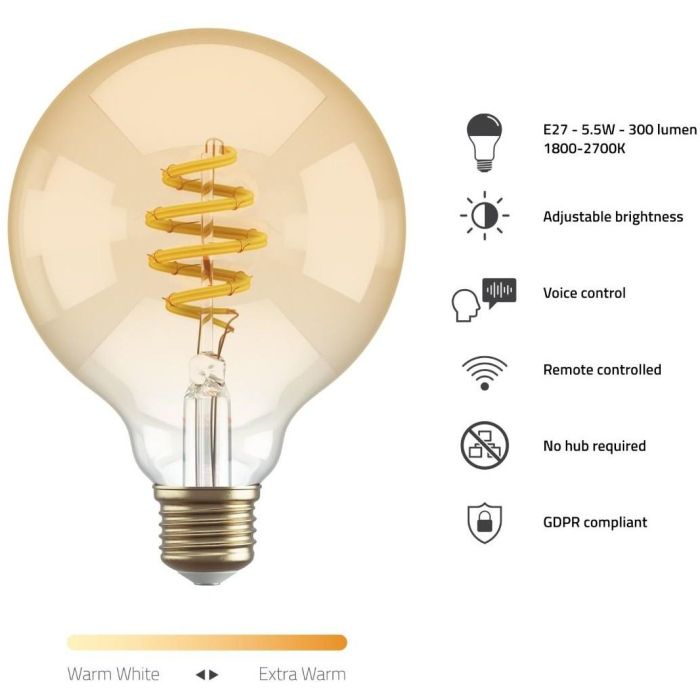 Hombli smarte Filament Glühbirne. G95. E27. CCT. Amber 1