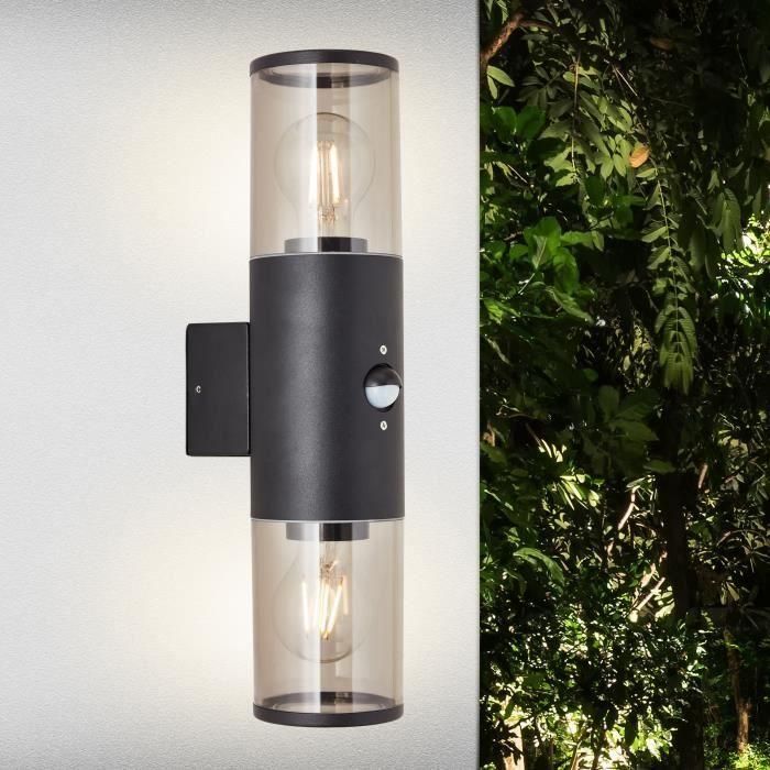 Brilliant BRI4004353405693 Aplique Exterior con Detector de Movimiento 2x E27 Depoli Negro 20W - Bombilla no Incluida Brilliant BRI4004353405693 Aplique Exterior con Detector de Movimiento 2x E27 Depoli Negro 20W - Bombilla no Incluida