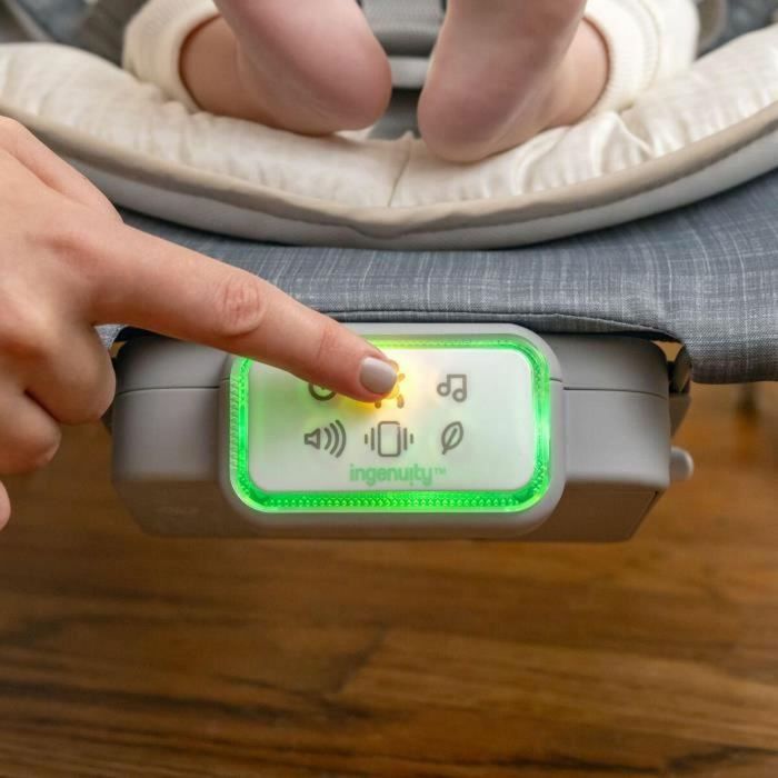 Ingenuity ING74451168534 Asiento Mecedor y Rebotador Happy Belly con Música, Vibraciones, Arco de Actividad Desmontable y Peluche Perezoso 4