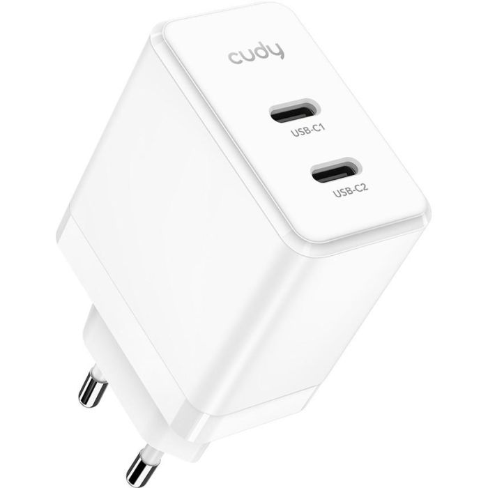 Cudy Cargador de Pared USB-C 40W, 2 Puertos, con Power Delivery 3.0 y PPS, Blanco para Teléfonos y Tablets
