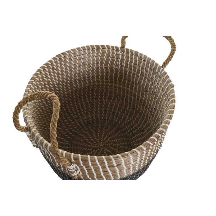 DKD Home Decor Cesta Balines Natural Negro Seagrass Set de 2 Unidades 41 x 30 x 41 cm 2