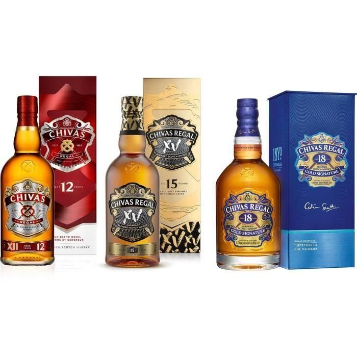 Trio Chiva Regal - 12 - XV y 18 años - Whisky Escocés - 40,0% Vol. - 3x70cl