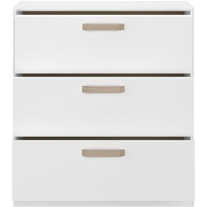 Cómoda DREAM de 3 cajones - Tablero de partículas - Decoración blanca - L79,7 x H87,8 x P43,8 cm 5 Cómoda DREAM de 3 cajones - Tablero de partículas - Decoración blanca - L79,7 x H87,8 x P43,8 cm 5
