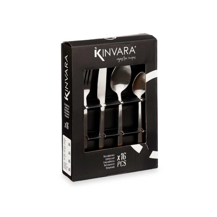 Kinvara Set 16 Piezas Cubiertos de Mesa de Acero Inoxidable Plata Mate, Cuchillo 23 cm, Caja 17.2x24x0.5 cm (6 Unidades) 2 Kinvara Set 16 Piezas Cubiertos de Mesa de Acero Inoxidable Plata Mate, Cuchillo 23 cm, Caja 17.2x24x0.5 cm (6 Unidades) 2