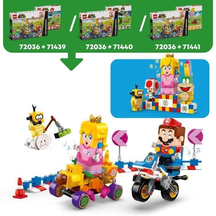 LEGO 72036 Super Mario Mario Kart Set Baby Peach y Gran Premio - Moto de juguete 2