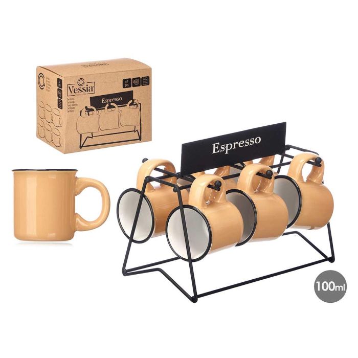 Set 6 Tazas Cafe Beige Soporte 100Ml Vessia 23X17CM (6 Unidades) Set 6 Tazas Cafe Beige Soporte 100Ml Vessia 23X17CM (6 Unidades)