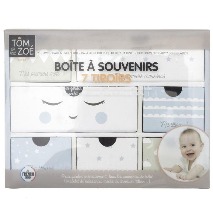 Home Deco Kids Caja de Recuerdos para Bebé con 7 Cajones para Guardar Recuerdos Valiosos 1