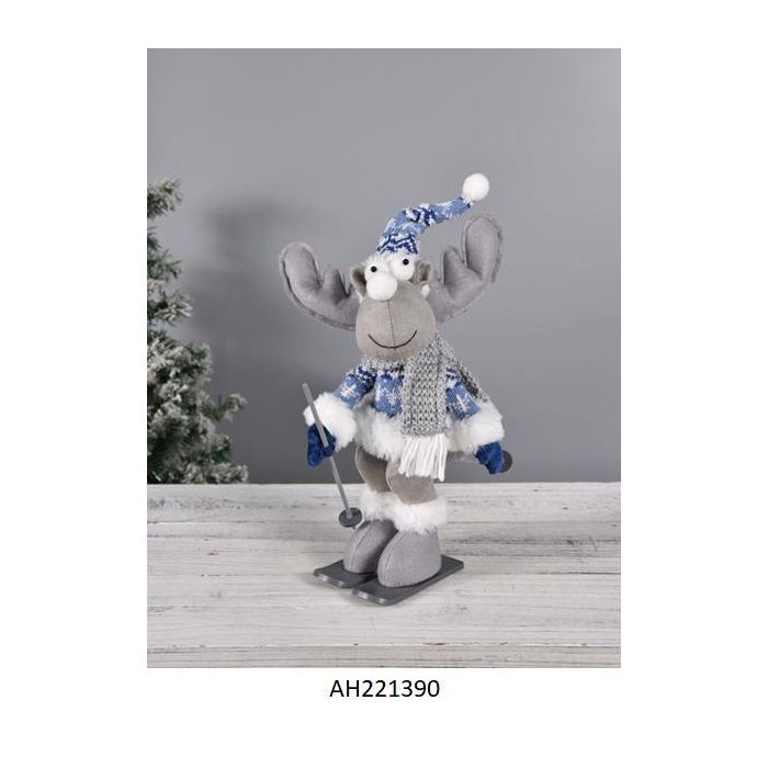 DKD Home Decor Figura de Navidad Moderna Reno de Poliéster Azul 16x38x17 cm