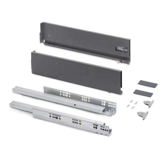 Emuca Cajón exterior Vertex con regulación 3D de altura 131mm, 40kg, profundidad 450mm, Acero, Gris antracita 0 Emuca Cajón exterior Vertex con regulación 3D de altura 131mm, 40kg, profundidad 450mm, Acero, Gris antracita 0