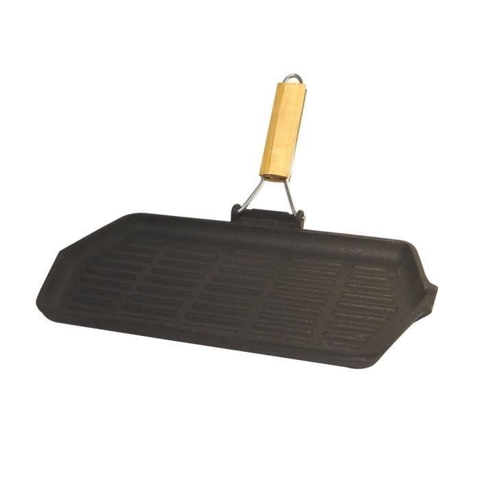 Baumalu Parrilla de hierro fundido 33.5x19.5 cm Rectangular, mango retráctil, apta para inducción y todo tipo de cocinas 1 Baumalu Parrilla de hierro fundido 33.5x19.5 cm Rectangular, mango retráctil, apta para inducción y todo tipo de cocinas 1