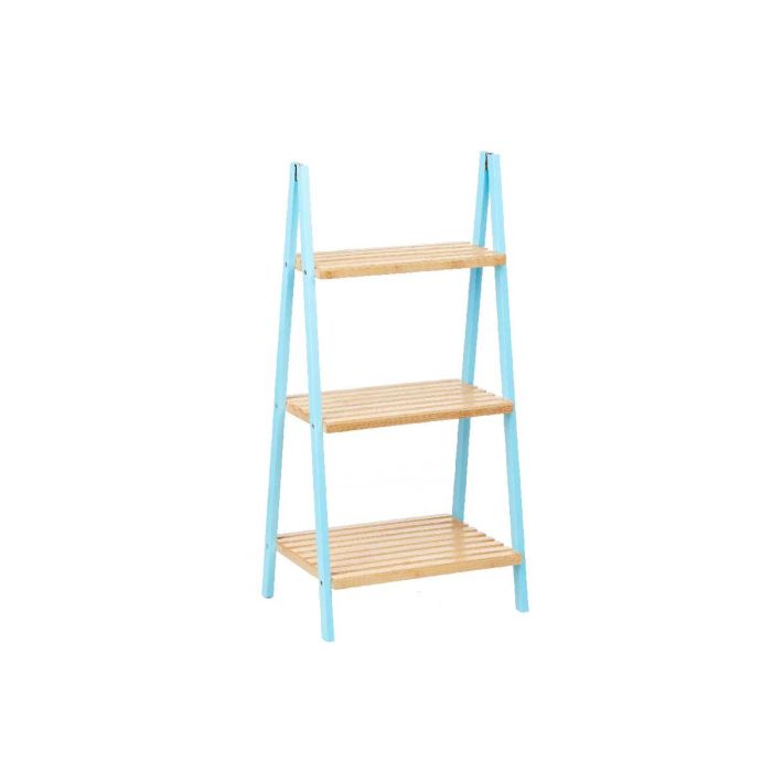 Estantería Escalera 3 Estantes Bambú Azul Berilo 40x81x30 cm 1