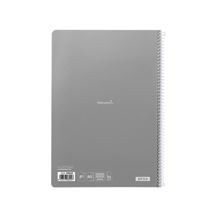 Liderpapel Cuaderno espiral folio tapa blanda 80 hojas 60gr milimetrado 2mm colores surtidos 5