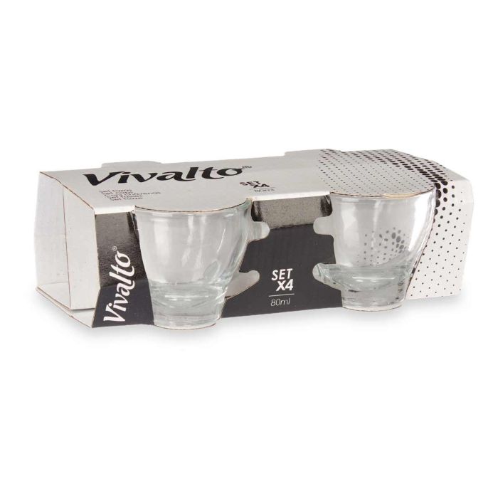 Set 4 Tazas Vidrio Cafe Con Asa 80Ml Vivalto 19X6CM (24 Unidades) 2 Set 4 Tazas Vidrio Cafe Con Asa 80Ml Vivalto 19X6CM (24 Unidades) 2