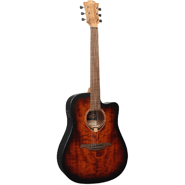LAG Guitarra Cústica Electroacústica Tramontane 70 A/E Dreadnought Cutaway Sunburst 1