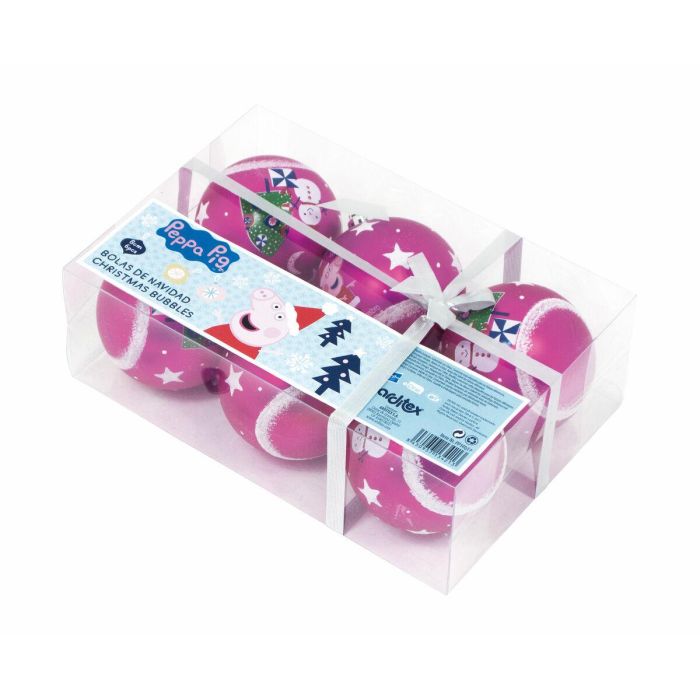 Bola de Navidad Peppa Pig Cosy corner Fucsia 6 Unidades Plástico (Ø 8 cm) 1 Bola de Navidad Peppa Pig Cosy corner Fucsia 6 Unidades Plástico (Ø 8 cm) 1