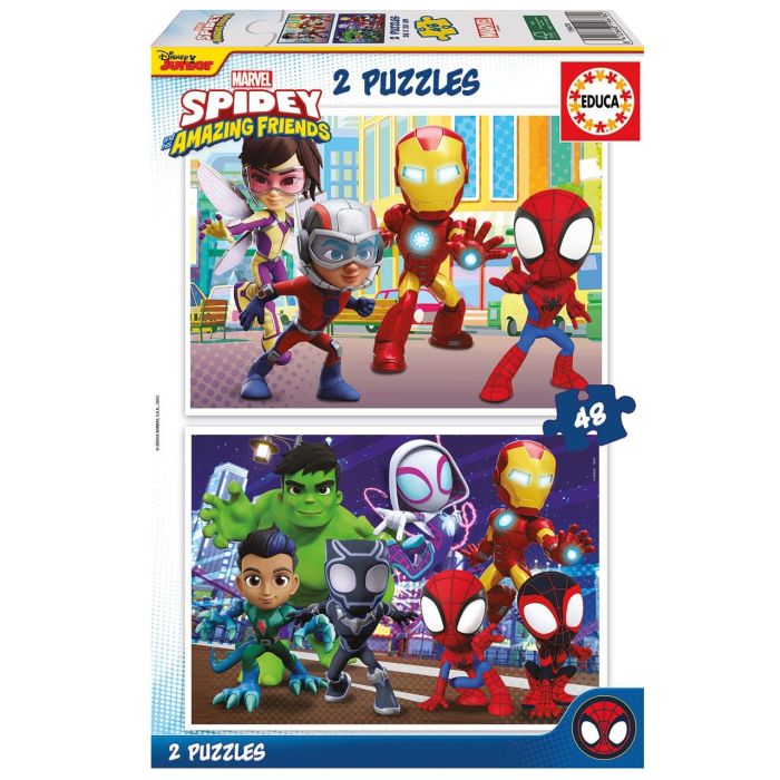 Educa Puzzle 2x48 piezas Spidey y sus Increíbles Amigos | Ideal para Niños 4-6 Años 1