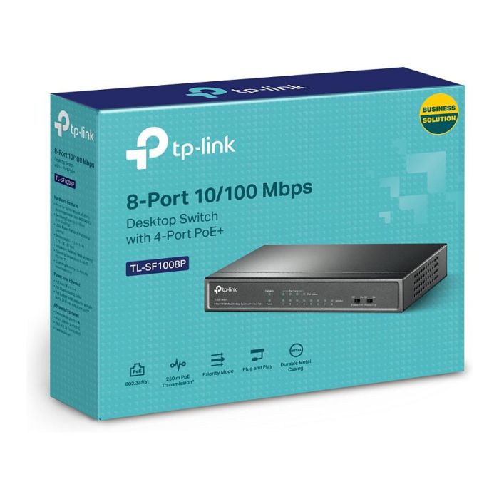 TP-Link TL-SF1008P Switch No Administrado Fast Ethernet 8 Puertos PoE Negro 3
