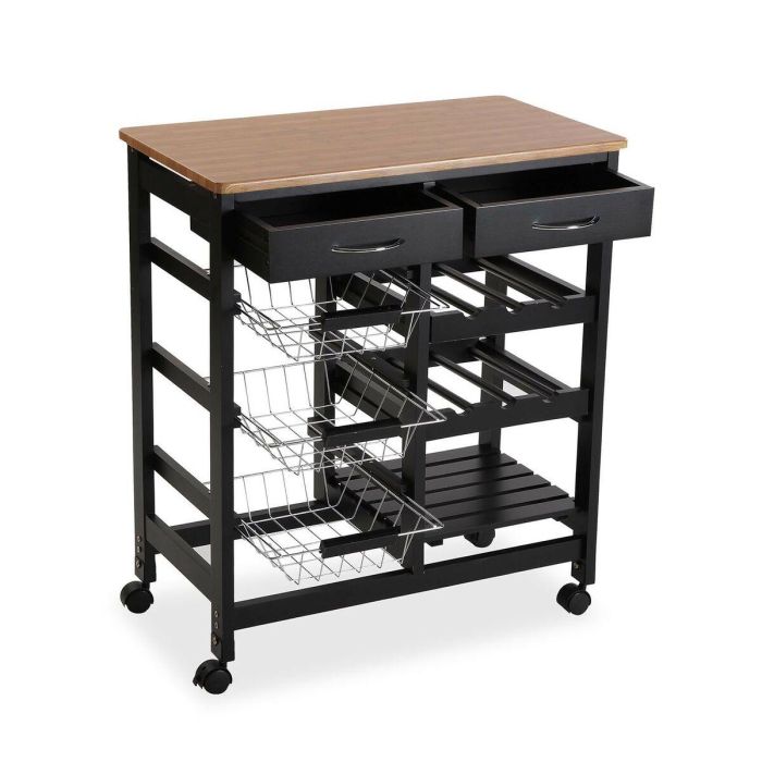 Carrito Verdulero Versa BK Madera MDF (37 x 76 x 66 cm) 4 Carrito Verdulero Versa BK Madera MDF (37 x 76 x 66 cm) 4