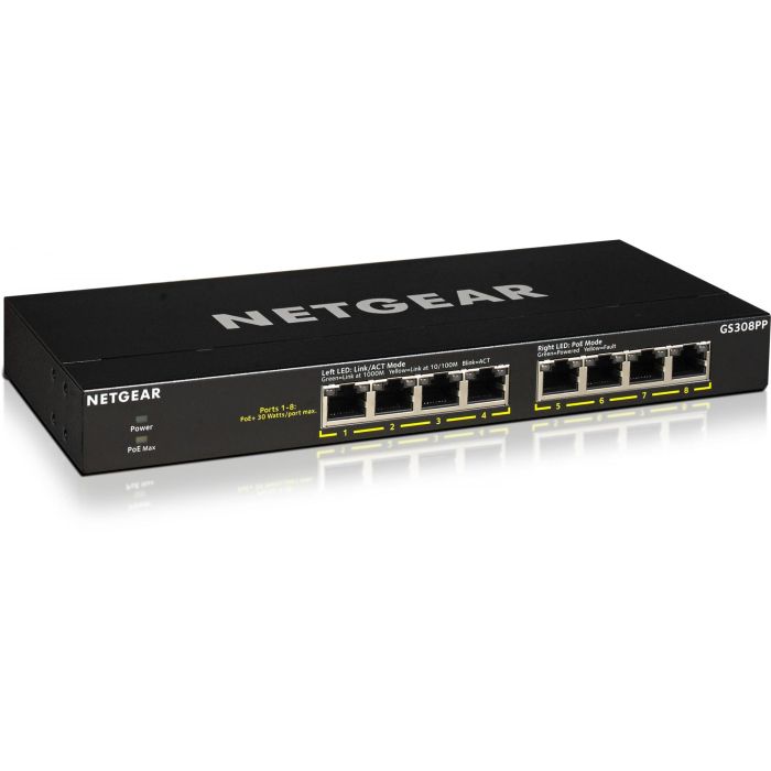 NETGEAR GS308PP RM PoE+ Switch Gigabit Ethernet 8 Puertos PoE+ Montaje en Rack 2