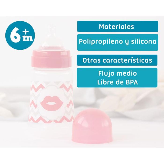 Kiokids Biberón Mr & Mrs Rojo +6 Meses, Boca Ancha con Tetina de Silicona de Alta Calidad y Sistema Anticólico para Bebés 4